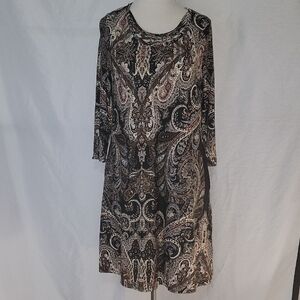 Honeyme Black and White Sheath Dress 3/4 Sleeve Crew Neck